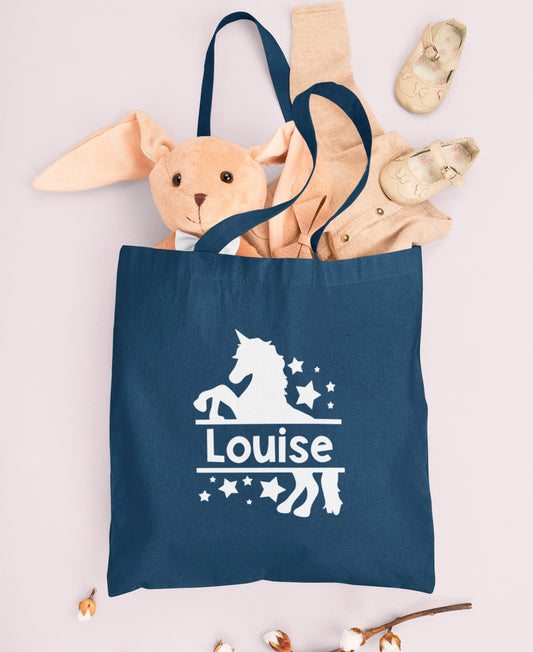 Tote Bag Enfant Licorne, Cadeau enfant prénom, Cadeau anniversaire fille, Sac enfant, Sac enfant personnalisé, Tote bag enfant