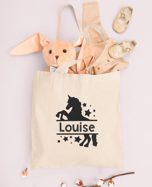 Tote Bag Enfant Licorne, Cadeau enfant prénom, Cadeau anniversaire fille, Sac enfant, Sac enfant personnalisé, Tote bag enfant