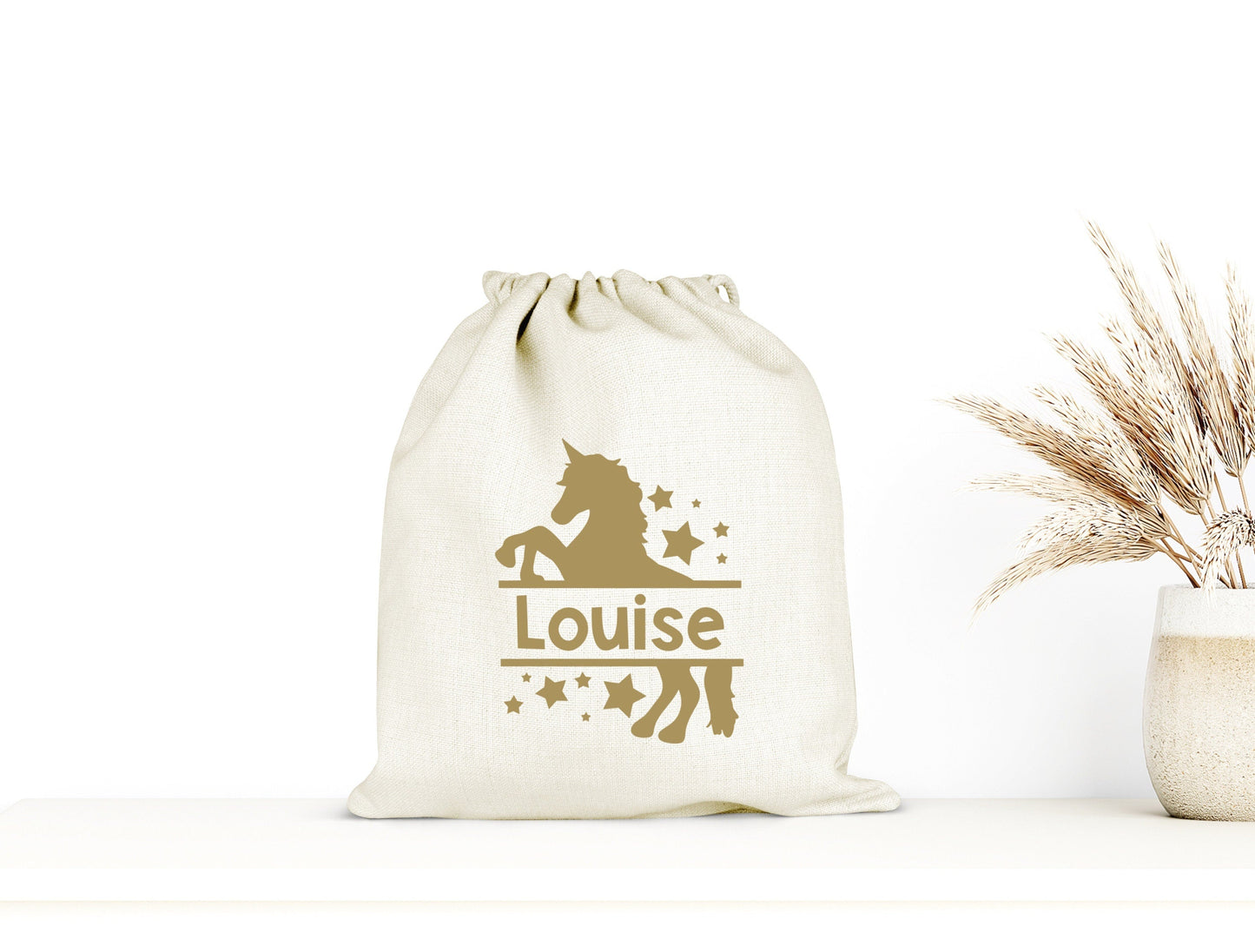 Pochon Licorne personnalisé, Pochon coton, Pochon prénom