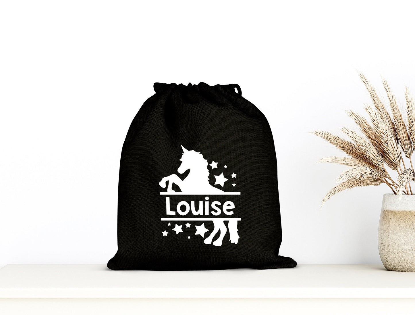 Pochon Licorne personnalisé, Pochon coton, Pochon prénom