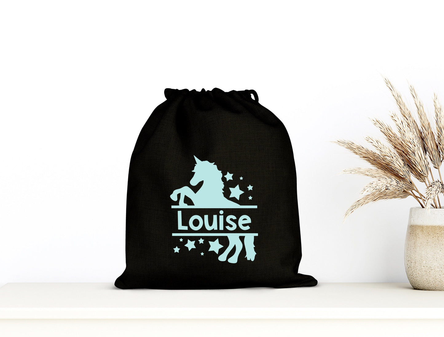Pochon Licorne personnalisé, Pochon coton, Pochon prénom