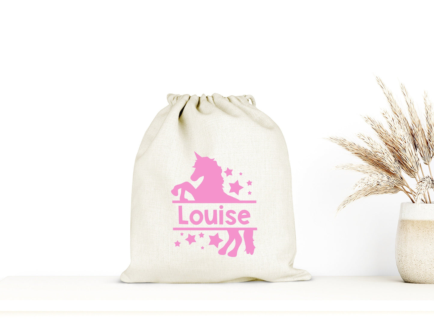 Pochon Licorne personnalisé, Pochon coton, Pochon prénom