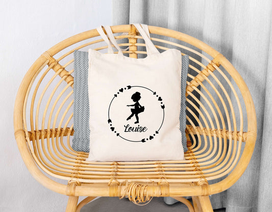 Tote Bag enfant Ballerine personnalisables, Cadeau enfant prénom, Cadeau anniversaire fille, Sac enfant, Tote bag enfant