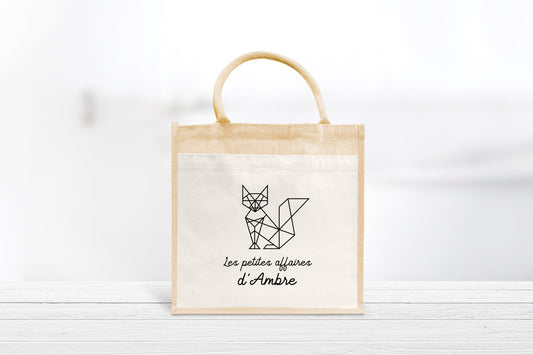 Sac enfant Renard  coton et jute personnalisé, Sac enfant, Sac enfant personnalisé, Cabas enfant les petites affaires