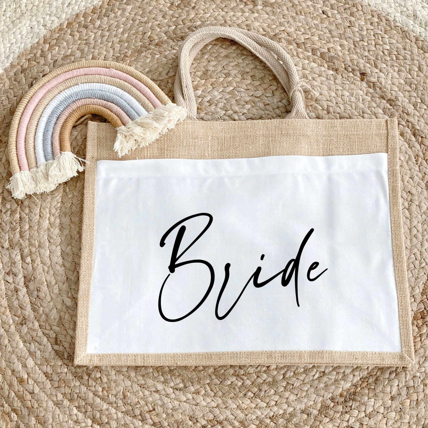 Sac en jute et coton personnalisé mariage, Sac evjf, Cadeau evjf, Enterrement vie de jeune fille, Future mariée, Cabas personnalisé