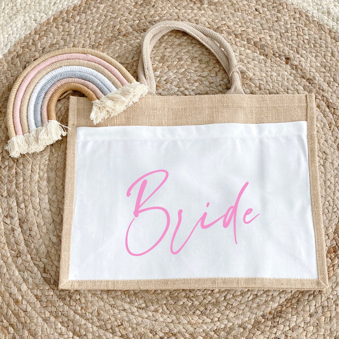 Sac en jute et coton personnalisé mariage, Sac evjf, Cadeau evjf, Enterrement vie de jeune fille, Future mariée, Cabas personnalisé