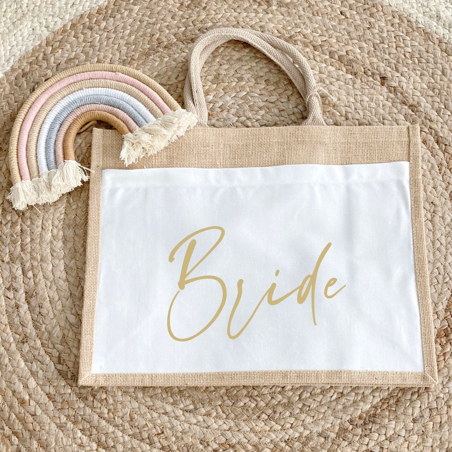 Sac en jute et coton personnalisé mariage, Sac evjf, Cadeau evjf, Enterrement vie de jeune fille, Future mariée, Cabas personnalisé