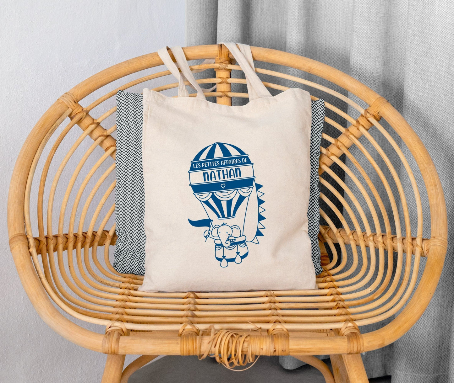Sac enfant personnalisé avec prénom, Tote bag enfant, Sac montgolfière