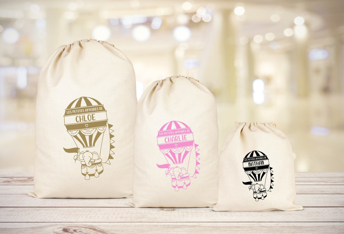 Pochon personnalisé avec prénom, Sac de rangement, Sac à cordons