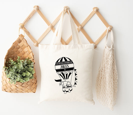 Sac enfant personnalisé avec prénom, Tote bag enfant, Sac montgolfière