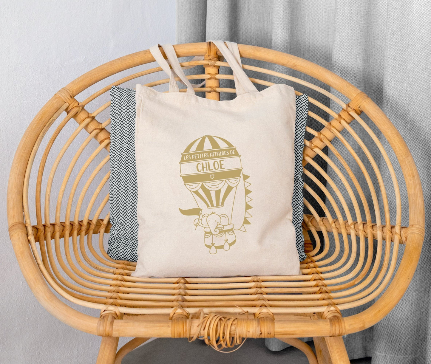Sac enfant personnalisé avec prénom, Tote bag enfant, Sac montgolfière