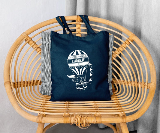 Sac enfant personnalisé avec prénom, Tote bag enfant, Sac montgolfière
