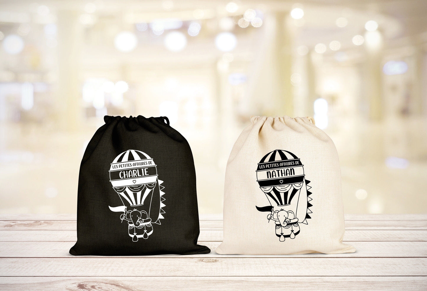 Pochon personnalisé avec prénom, Sac de rangement, Sac à cordons