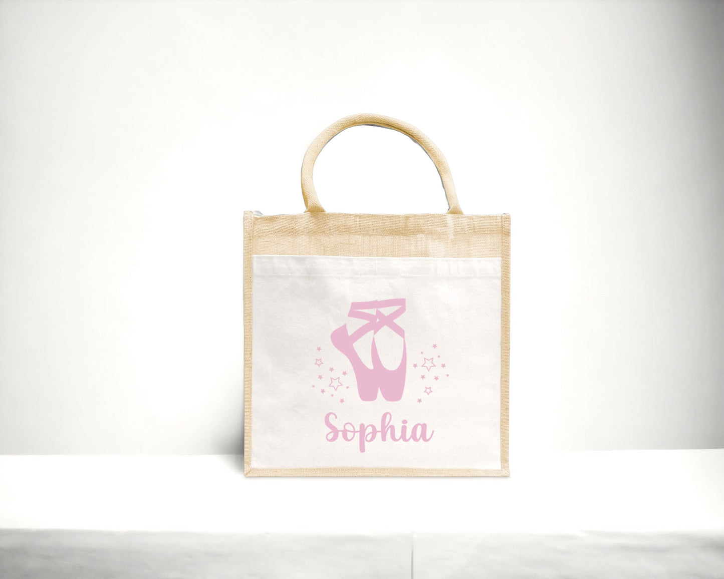 Sac cabas personnalisé avec motif ballerines, Sac jute, Idée cadeau danseuse.