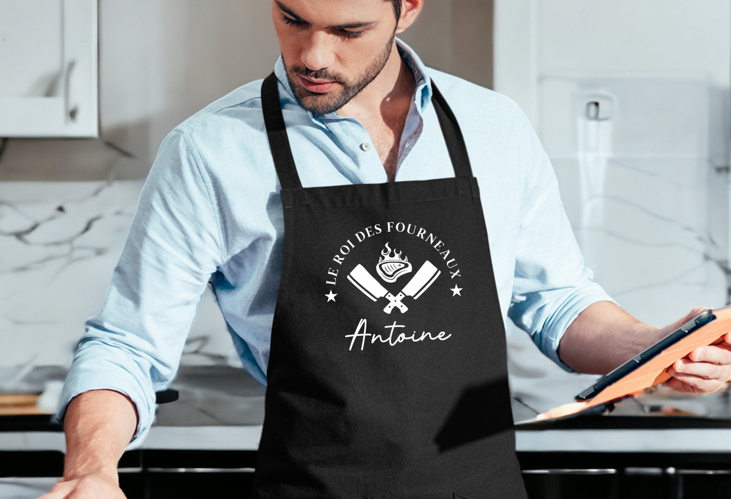 Tablier de cuisine personnalisé avec prénom, Cadeau de cuisine