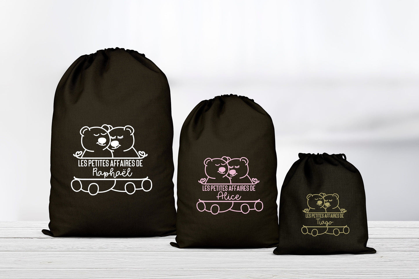 Pochon Ourson personnalisé, Pochon coton, Pochon prénom