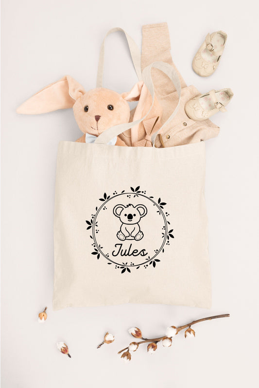 Sac enfant koala personnalisé, Sac enfant, Sac doudou personnalisé prénom, Tote bag enfant