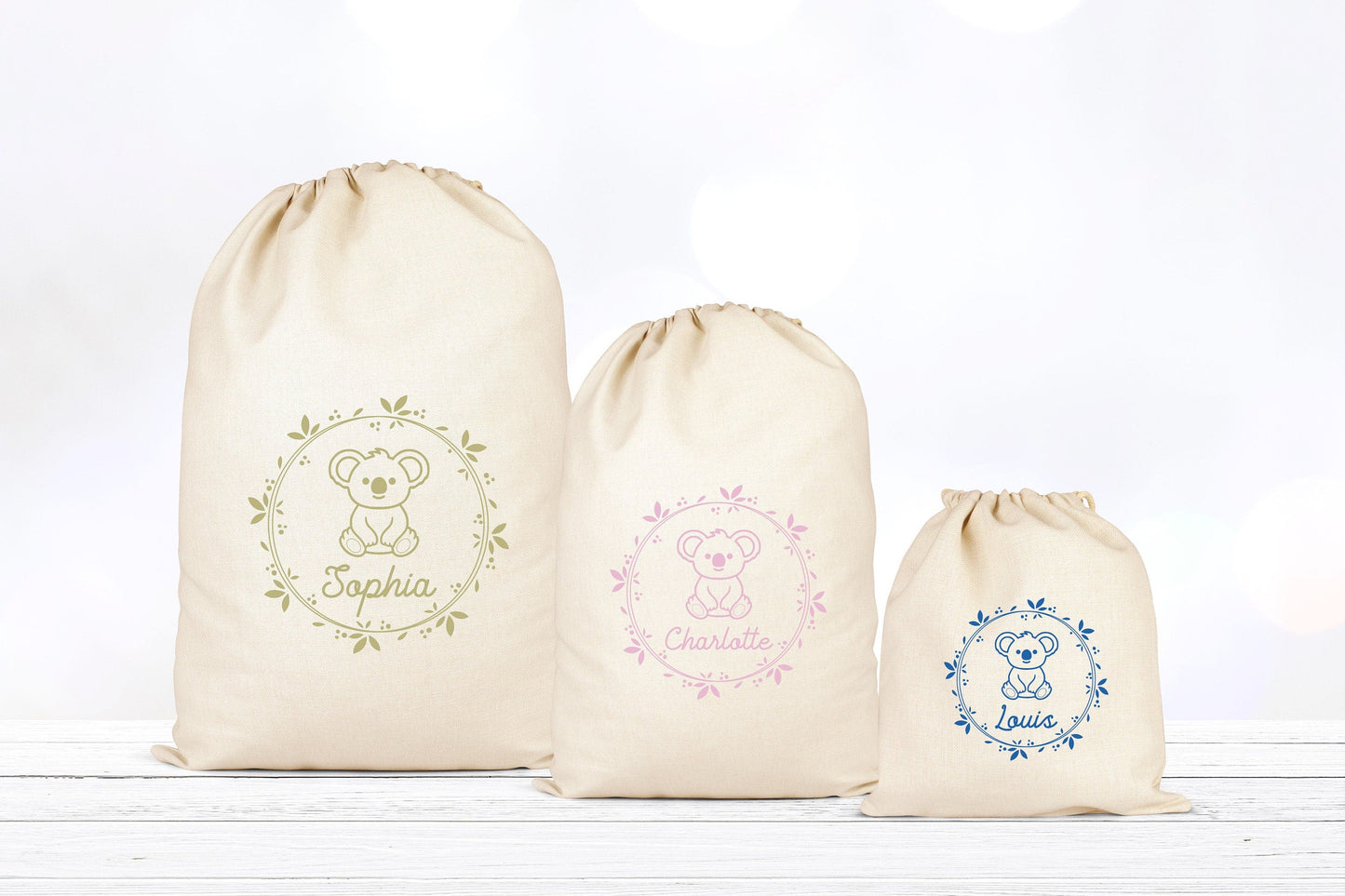 Pochon Koala personnalisé, Pochon doudou, Pochon enfant
