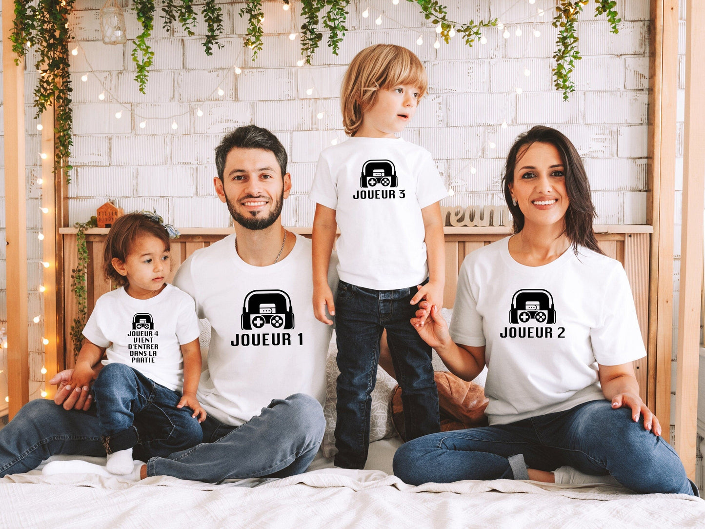 T-shirt famille assorti, Ensemble famille, Cadeau naissance personnalisé