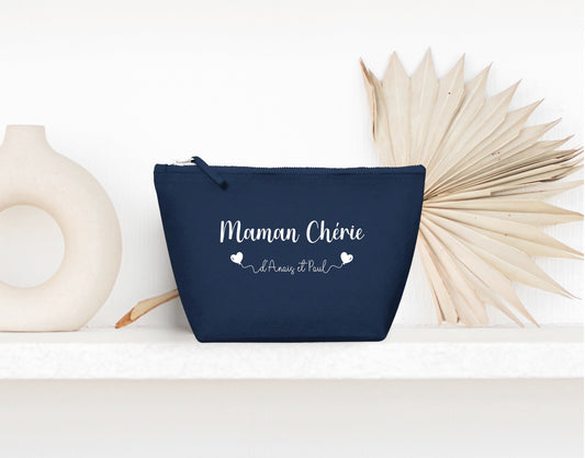 Trousse de maquillage personnalisée, Trousse à bijoux, Trousse maman, Idée cadeau maman personnalisé