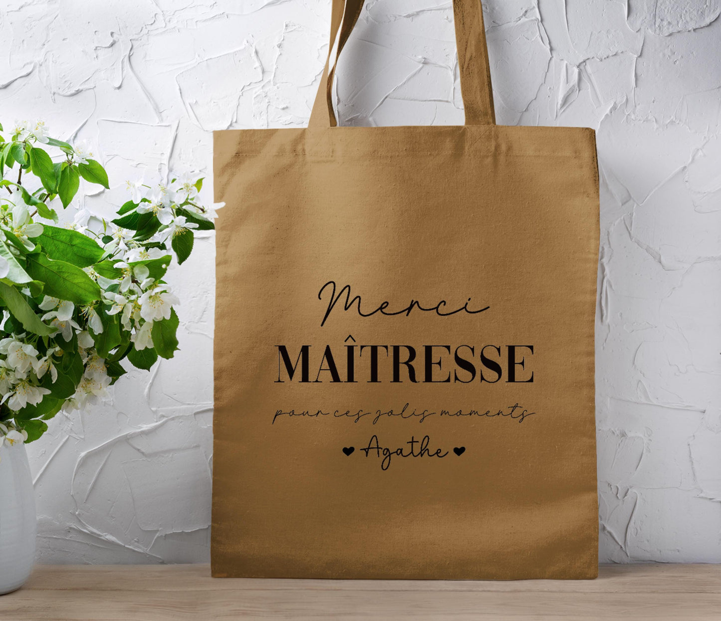 Tote bag personnalisé, Prénom enfant, Cadeau nounou, Cadeau maîtresse, Cadeau ATSEM