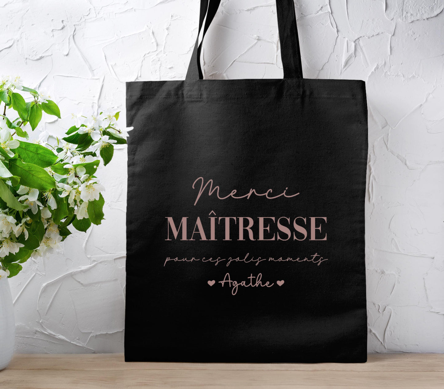 Tote bag personnalisé, Prénom enfant, Cadeau nounou, Cadeau maîtresse, Cadeau ATSEM
