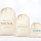 Pochon personnalisé, Sac à cordons, Cadeau nounou, Cadeau maîtresse, Prénom enfant