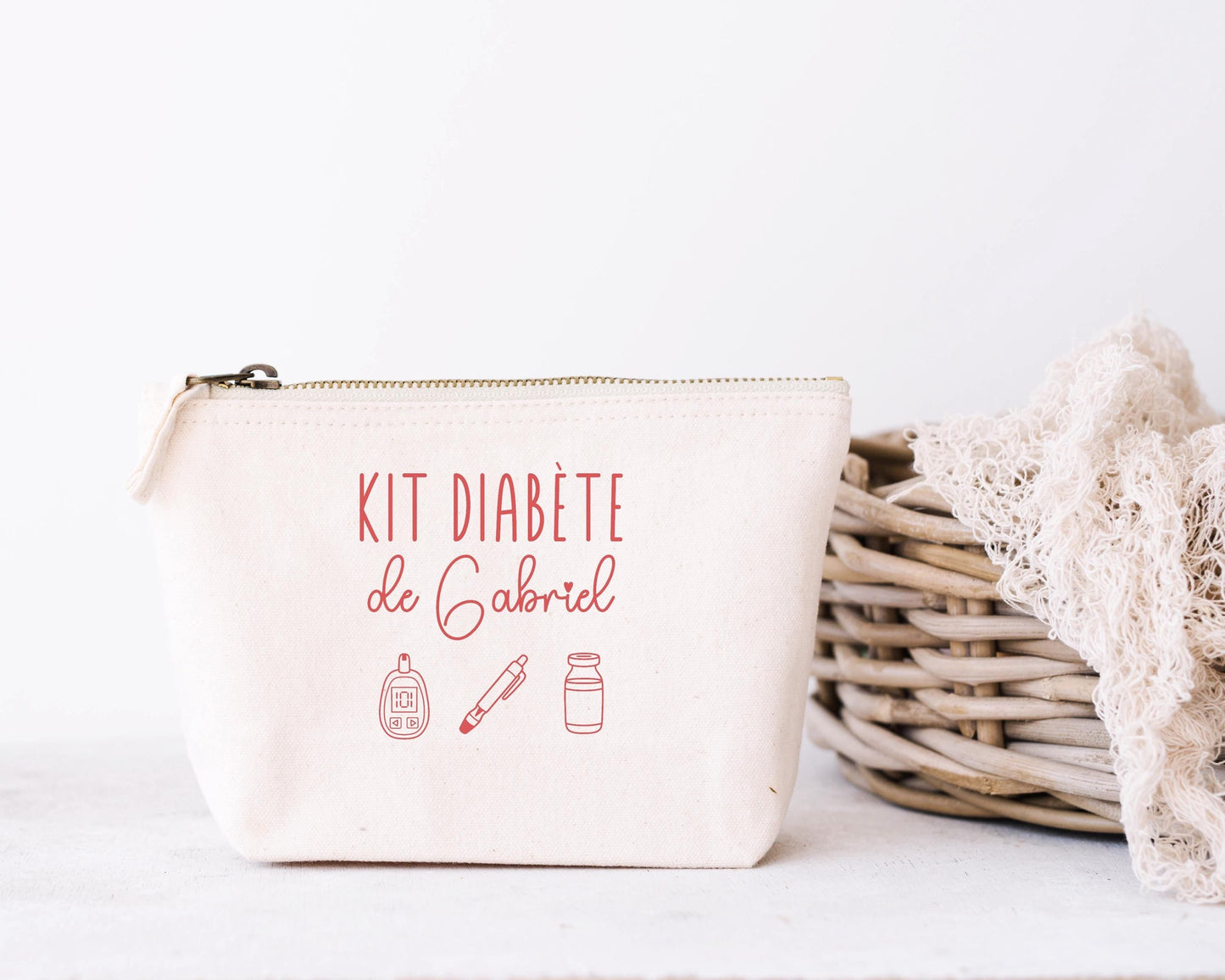 Trousse personnalisée, Trousse prénom, Trousse diabète, Rangement kit diabétique,
