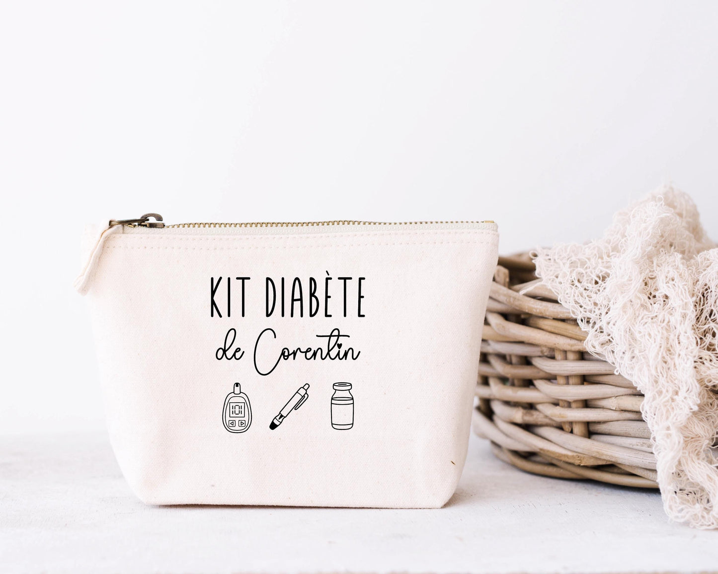 Trousse personnalisée, Trousse prénom, Trousse diabète, Rangement kit diabétique,