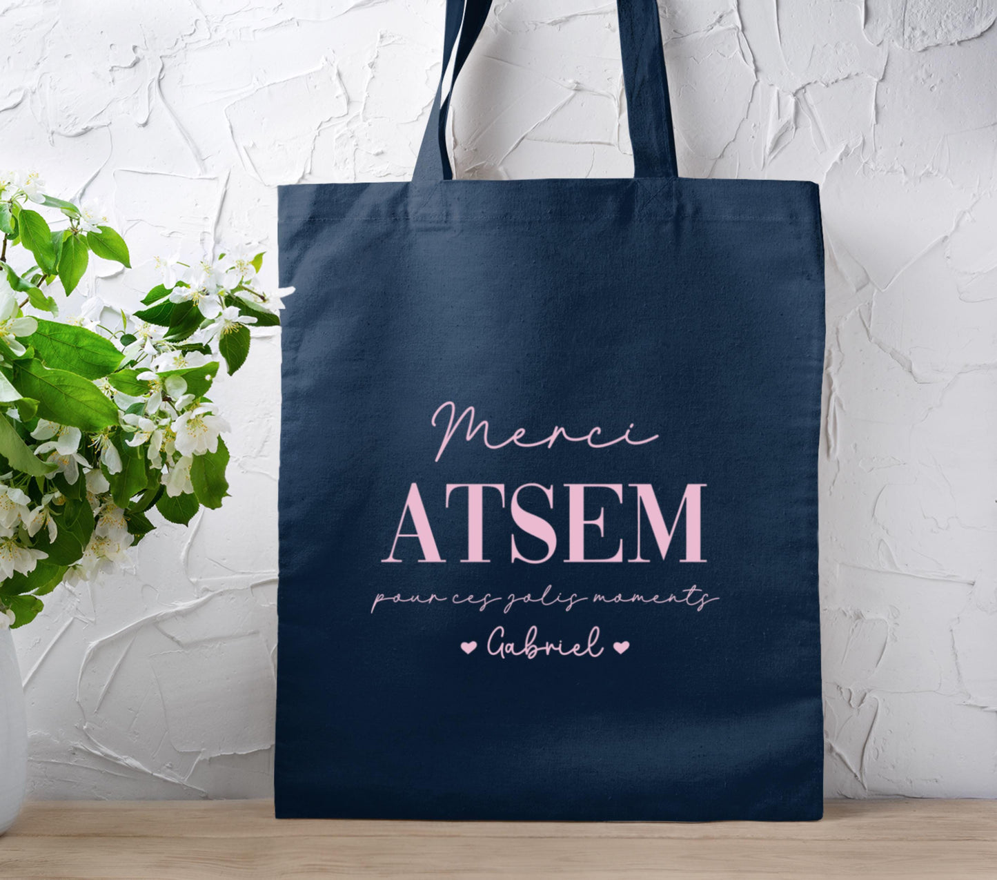 Tote bag personnalisé, Prénom enfant, Cadeau nounou, Cadeau maîtresse, Cadeau ATSEM