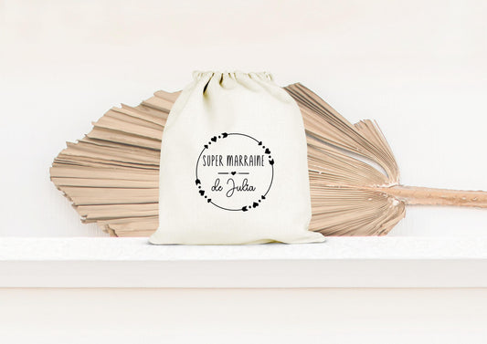 Sac de rangement, Pochon personnalisé, Cadeau Marraine