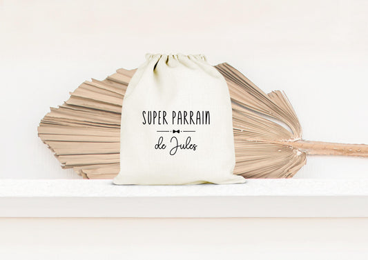 Sac de rangement, Pochon personnalisé, Cadeau Parrain