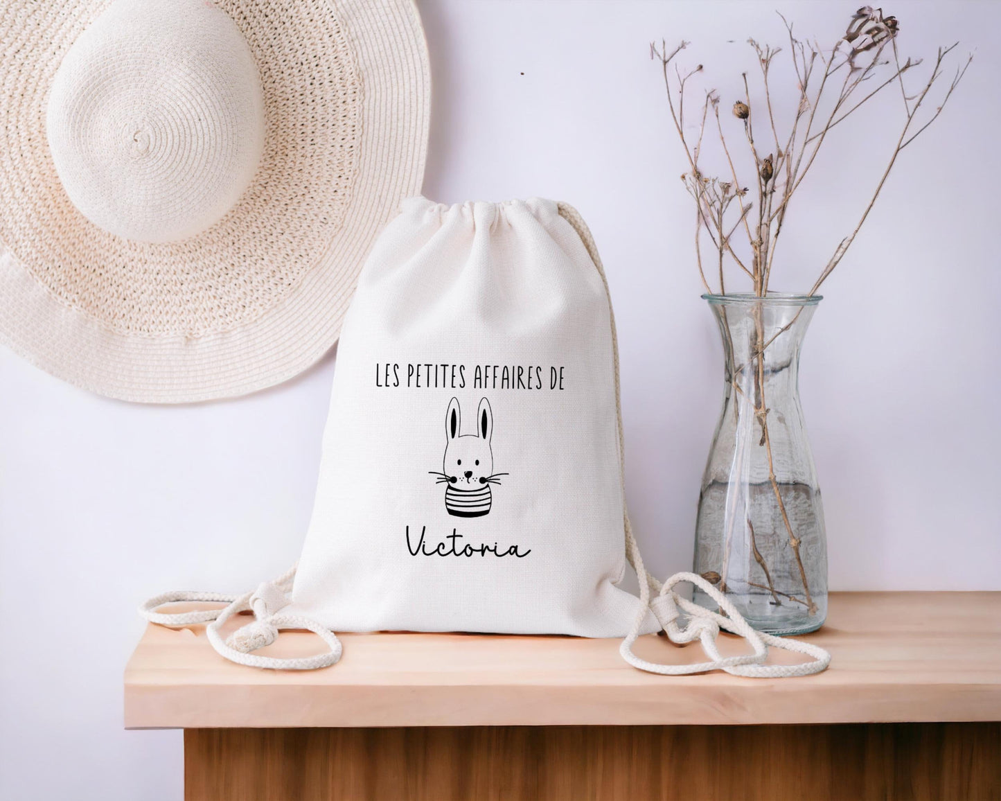Sac à dos enfant, Sac à dos enfant personnalisé maternelle, Sac enfant lapin, Sac à dos à cordon