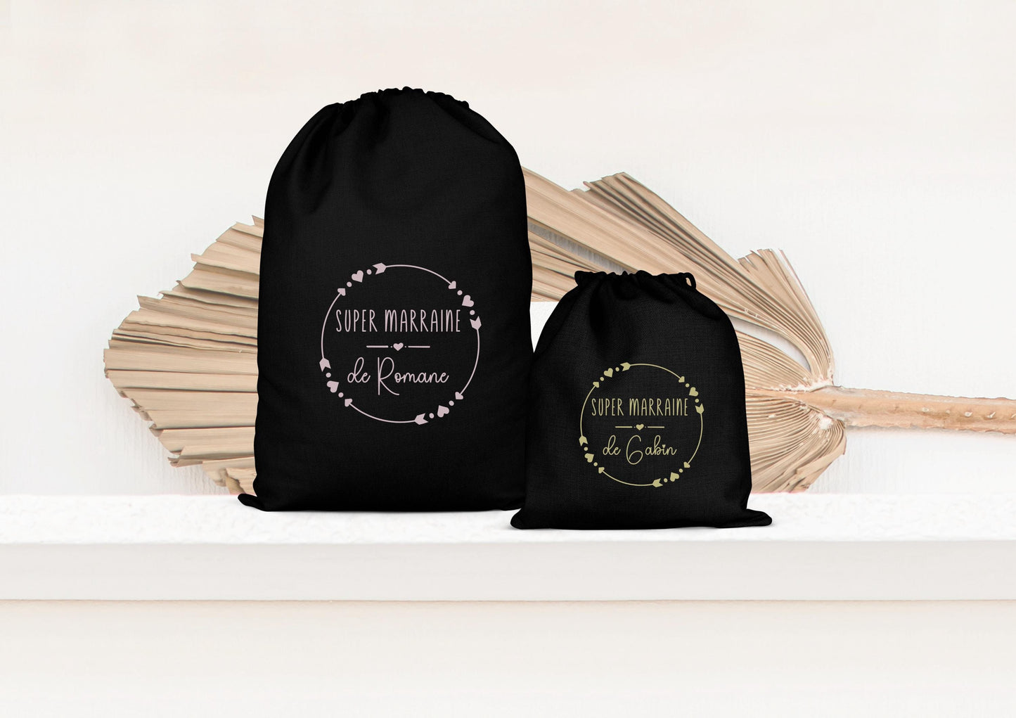 Sac de rangement, Pochon personnalisé, Cadeau Marraine