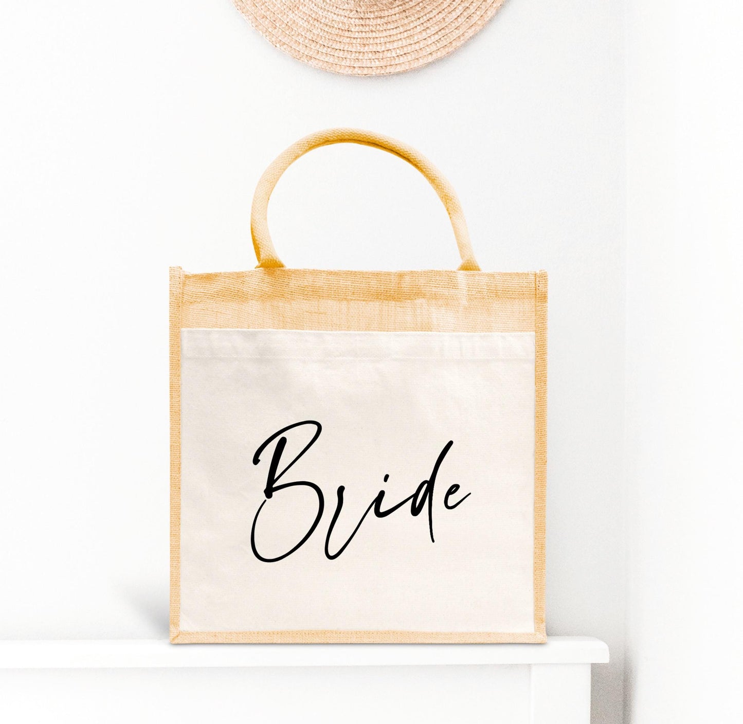 Sac en jute et coton personnalisé mariage, Sac evjf, Cadeau evjf, Enterrement vie de jeune fille, Future mariée, Cabas personnalisé