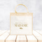 Sac en jute et coton personnalisé mariage, Sac fourre-tout Appelez moi madame, Sac evjf, Sac de la mariée, Cabas personnalisé mariage