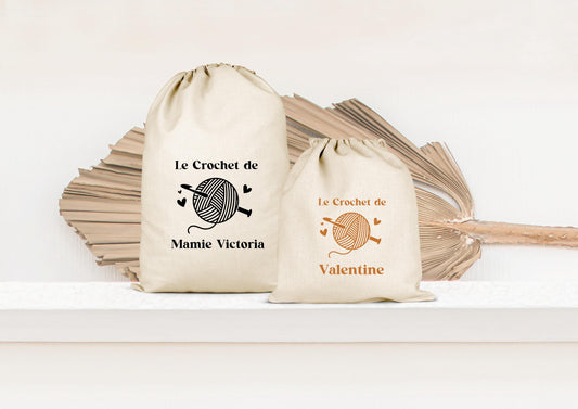 Sac de rangement, Pochon personnalisé, Sac à cordons, Cadeau mamie