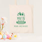 Mini tote bag Pâques personnalisé lapin avec œufs colorés, petit sac chasse aux œufs enfant jute naturel - Collection Pâques Mahelia Design