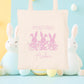 Tote bag Pâques personnalisé lapin et étoiles, sac chasse aux œufs en jute naturel avec prénom - Collection Pâques 2025 Mahelia Design