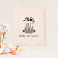 Mini tote bag Pâques personnalisé lapin avec œufs colorés, petit sac chasse aux œufs enfant jute naturel - Collection Pâques Mahelia Design