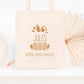 Mini tote bag Pâques personnalisé lapin avec œufs colorés, petit sac chasse aux œufs enfant jute naturel - Collection Pâques Mahelia Design