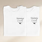 Duo t-shirts couple "Monsieur/Madame" personnalisés nom & date – Cadeau mariage – Tenue mariés – EVJF EVG