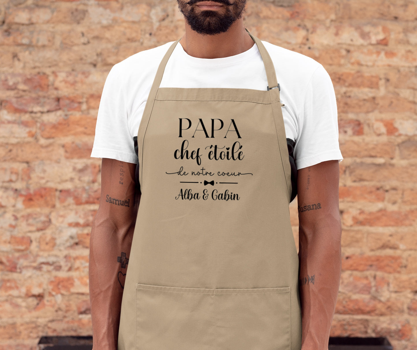 Tablier personnalisé "Papa chef étoilé de mon cœur" – Cadeau papa – Fête des Pères