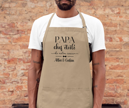 Tablier personnalisé "Papa chef étoilé de mon cœur" – Cadeau papa – Fête des Pères