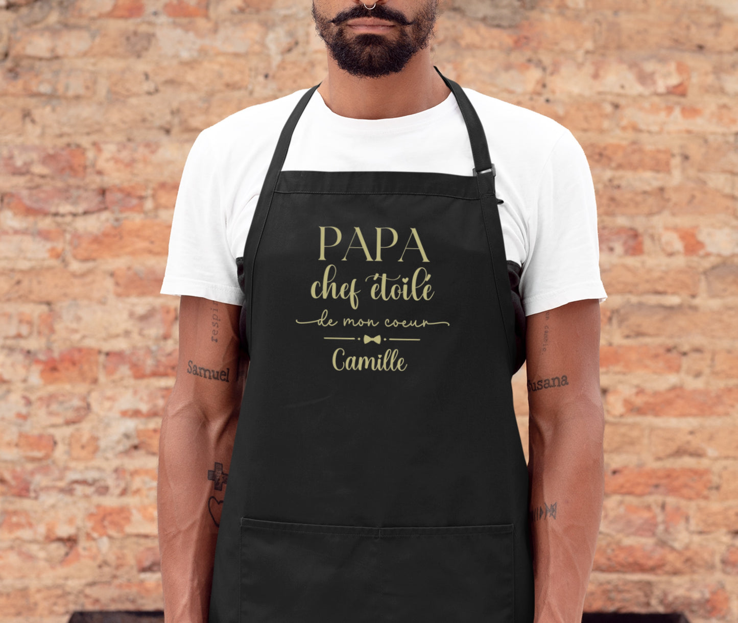 Tablier personnalisé "Papa chef étoilé de mon cœur" – Cadeau papa – Fête des Pères