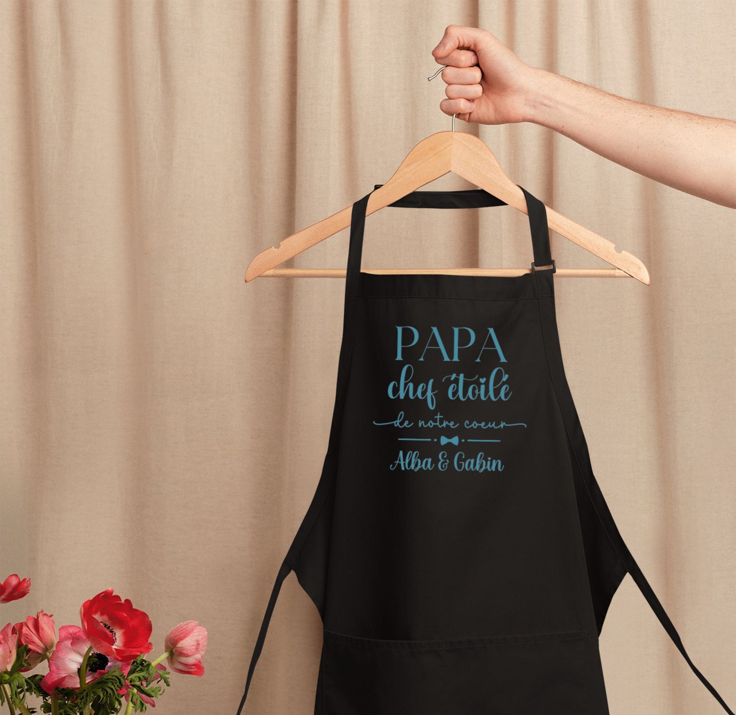 Tablier personnalisé "Papa chef étoilé de mon cœur" – Cadeau papa – Fête des Pères