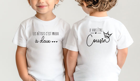 T-shirt futur cousin, Annonce grossesse, Bientôt cousin, T-shirt enfant, Je vais être cousin