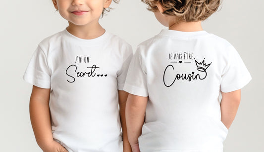 T-shirt futur cousin, Annonce grossesse, Bientôt cousin, T-shirt enfant, Je vais être cousin