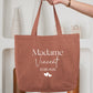 Cabas coton mariage personnalisé "Monsieur/Madame" nom & date – Cadeau mariage – Sac shopping – Souvenir