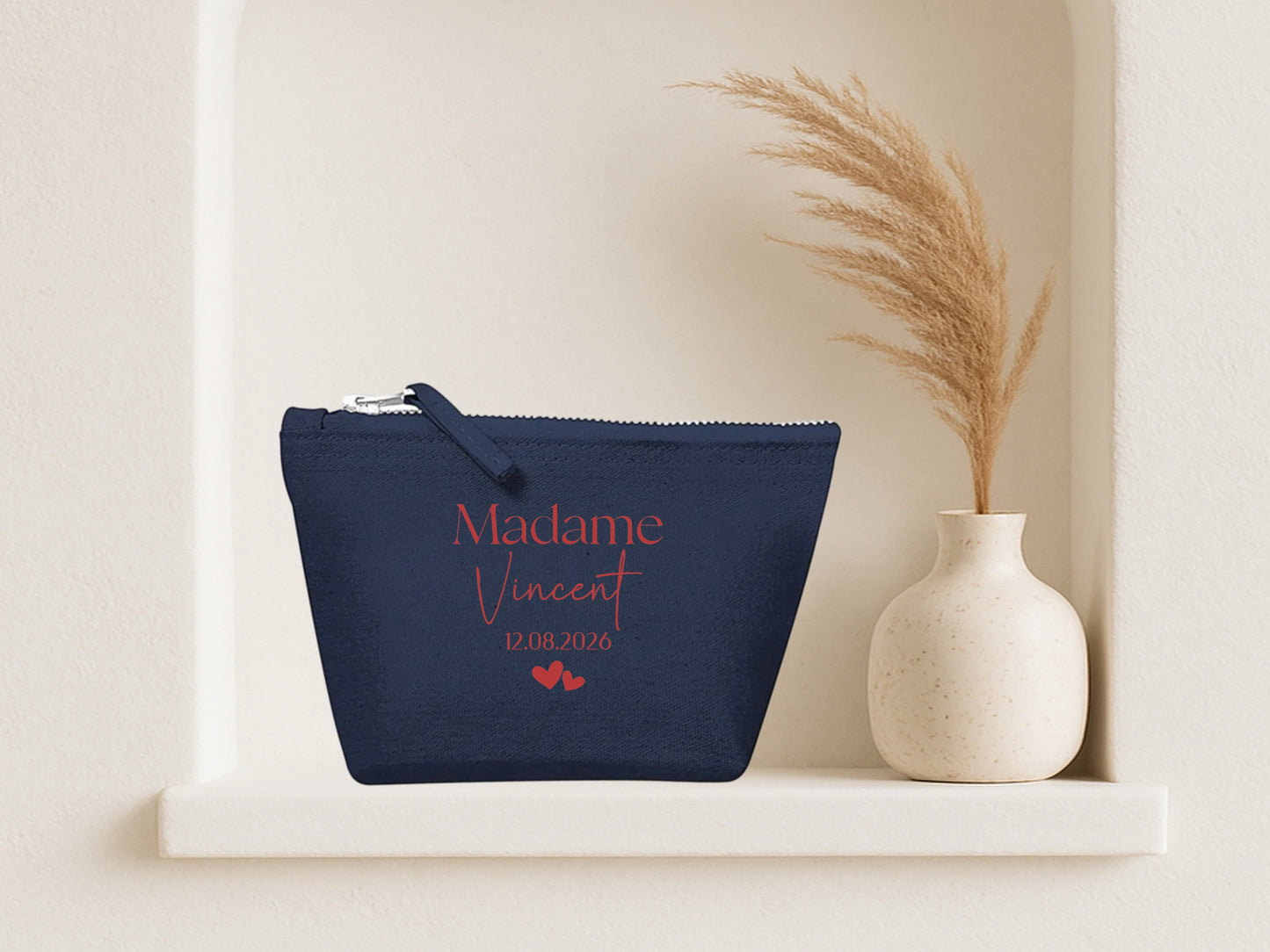 Trousse mariage personnalisée "Monsieur/Madame" nom & date – Cadeau mariage – Pochette couple – Souvenir